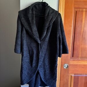 Elie Tahari Black Wool Blend Shawl Collar Cardigan Coat Women L